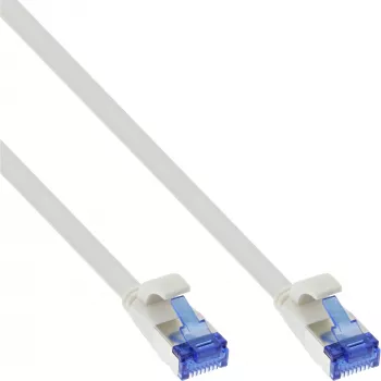 Cabo patch plano InLine, U/FTP, Cat.6A, TPE sem halogéneos, branco, 1 m