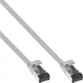 Cabo patch InLine plano, U/FTP, Cat.8.1, TPE sem halogéneos, cinzento, 0,3 m