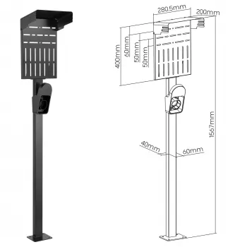 Suporte universal InLine para wallbox com suporte para cabo de carregamento EV, preto