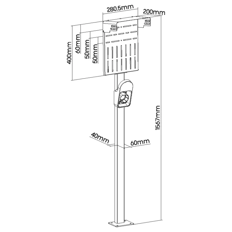 Suporte universal InLine para wallbox com suporte para cabo de carregamento EV, preto
