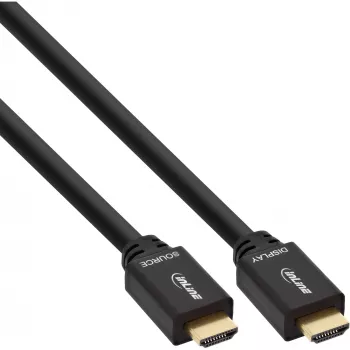Cabo HDMI InLine High Speed com Ethernet, ativo, M/M, preto, contactos dourados, 40 m
