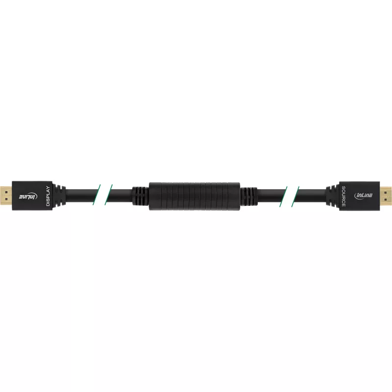 Cabo HDMI InLine High Speed com Ethernet, ativo, M/M, preto, contactos dourados, 40 m