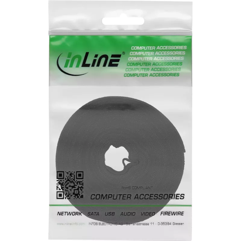 Abraçadeira InLine com fita de velcro 16 mm preto 10 m
