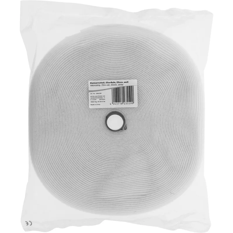 Abraçadeira InLine com fita de velcro 25 mm branco 25 m