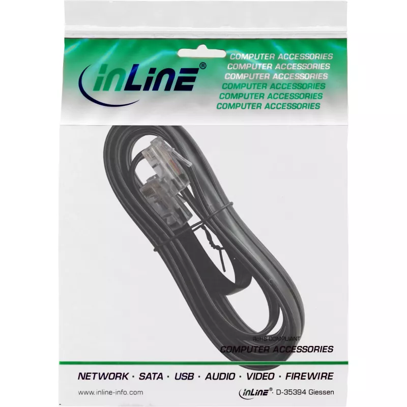 Cabo ISDN InLine RJ45 macho-macho 8P8C 20m preto
