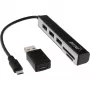 Leitor de cartões USB OTG InLine & hub USB 2.0 de 3 portas para SDXC & microSD + adaptador