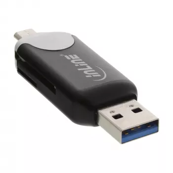 Leitor de cartões duplo USB3.0 InLine, USB A e Micro-USB 2.0 para SDXC e microSDXC