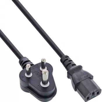 Cabo de alimentação InLine B-16652R preto 1,8 m ficha Type-D conector fêmea C13