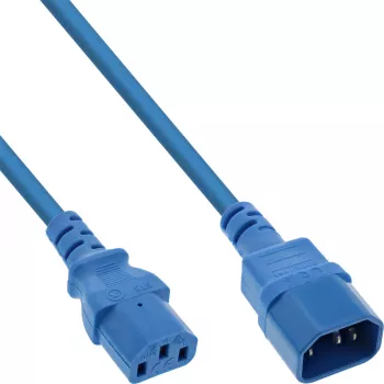 InLine B-16501B Extensão de cabo de alimentação, C13 para C14, 1 m, azul, embalagem a granel de 55