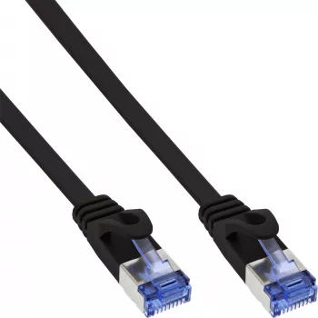 Cabo de rede plano InLine U/FTP Cat.6A preto 1,5 m