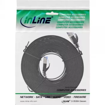 Cabo de rede plano InLine, U/FTP, Cat.6A, preto, 5 m