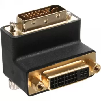 Adaptador DVI-I InLine 90° angular Digital + Analógico 24+5 macho/fêmea preto