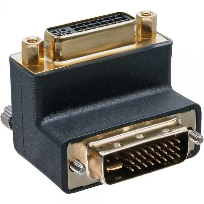 Adaptador DVI-I InLine 90° angular Digital + Analógico 24+5 macho/fêmea preto