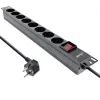 Régua de tomadas 19 polegadas InLine, 8 tomadas Schuko, com interruptor, 2 m, preto