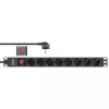 Régua de tomadas 19 polegadas InLine, 8 tomadas Schuko, com interruptor, 2 m, preto
