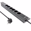 Régua de tomadas 19 polegadas InLine, 6 tomadas Schuko, sem interruptor, 2m, preto