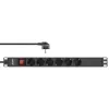 Régua de tomadas 19 polegadas InLine, 6 tomadas Schuko, com interruptor, 2m, preto