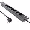 Régua de tomadas 19 polegadas InLine, 7 tomadas Schuko, sem interruptor, 2m, preto
