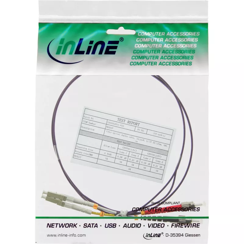 Cabo de fibra ótica duplex InLine 88502P 2m LC/ST 50/125µm OM4