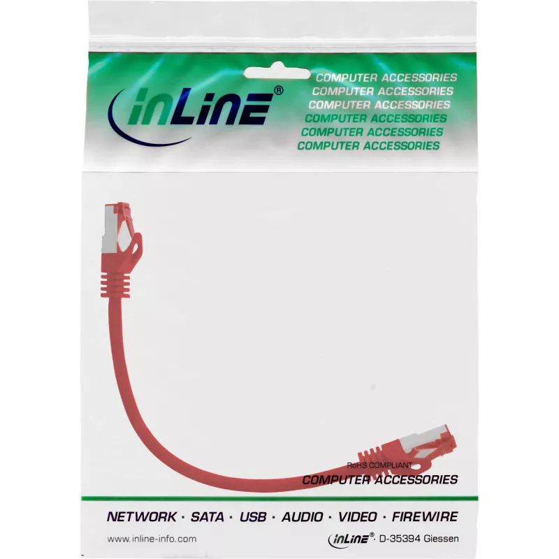 Cabo de rede S/FTP PiMF Cat.6 250MHz PVC cobre vermelho 0,25m InLine