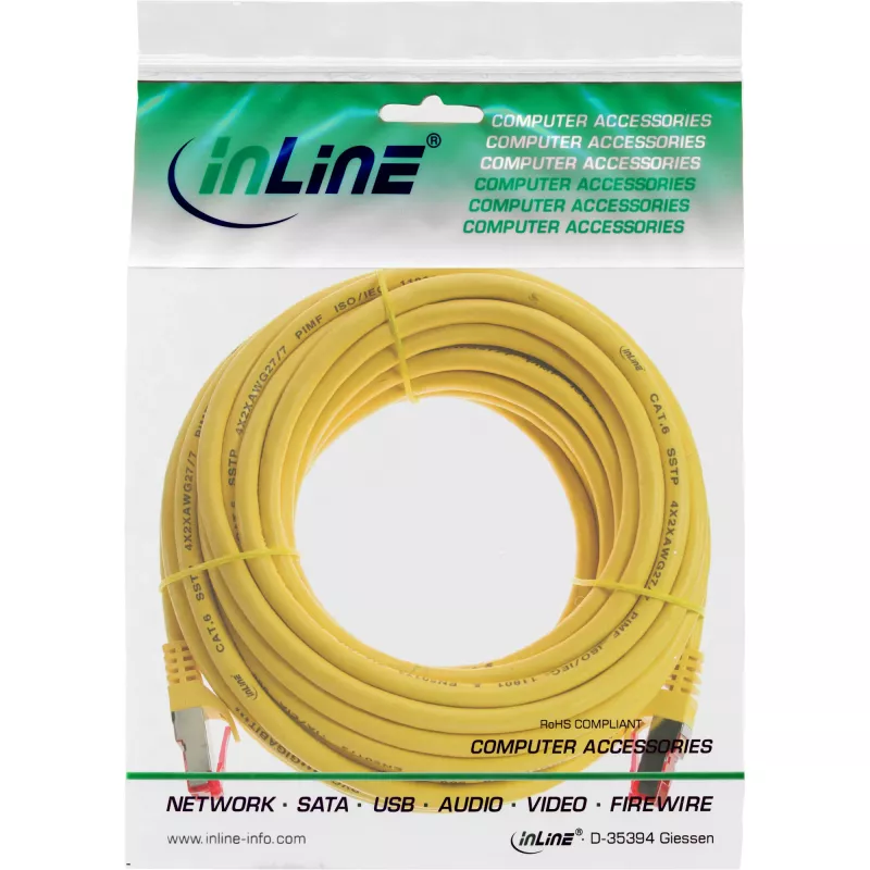 Cabo de rede S/FTP PiMF Cat.6 250MHz PVC cobre amarelo 10m InLine