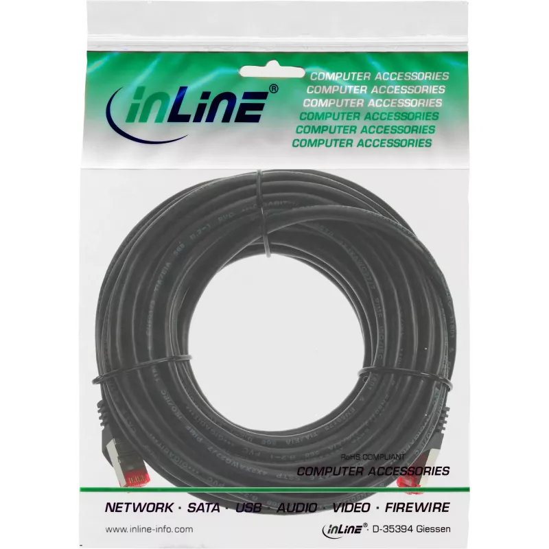 Cabo de rede S/FTP PiMF Cat.6 250MHz PVC cobre preto 30m InLine
