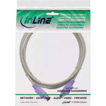 Cabo PS/2 InLine macho/macho cinzento com ficha violeta 2m