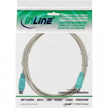 Cabo PS/2 InLine macho/macho cinzento com ficha verde 2 m