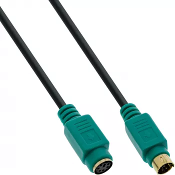 Cabo PS/2 InLine, M/F, preto/verde, contactos dourados, 3 m