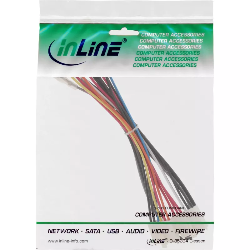 Adaptador de alimentação interno InLine 20 pinos fonte ATX para P8/P9 placa-mãe AT + interruptor 20/0,80m
