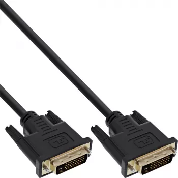Cabo DVI-D InLine, Premium, 24+1 M/M, Dual Link, dourado, 2m