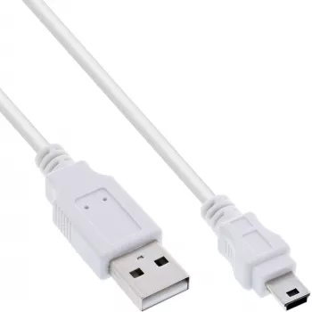 Cabo Mini USB 2.0 InLine, ficha Type-A / ficha Mini-B (5 pinos), branco, 1 m