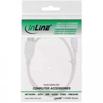 Cabo Mini USB 2.0 InLine, ficha Type-A / ficha Mini-B (5 pinos), branco, 1 m