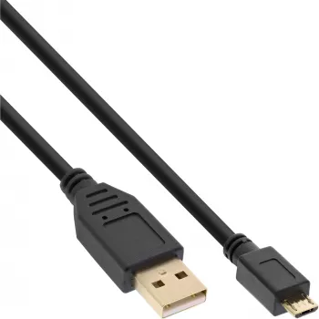 Cabo Micro USB 2.0 InLine, ficha USB Type-A / ficha Micro-B, preto, 1 m