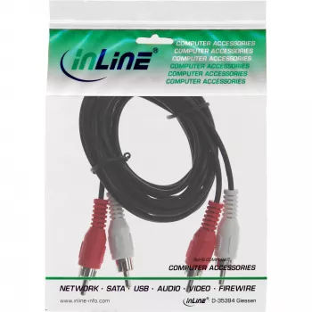 Cabo de áudio InLine 2x RCA M/M 3 m InLine 89938A