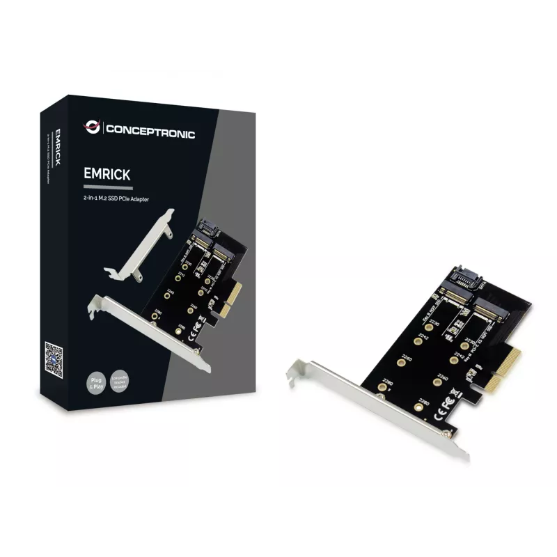 Adaptador Conceptronic EMRICK 2 em 1 M.2 SSD PCIe SATA AHCI NVMe