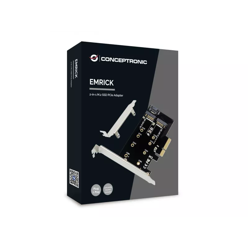 Adaptador Conceptronic EMRICK 2 em 1 M.2 SSD PCIe SATA AHCI NVMe