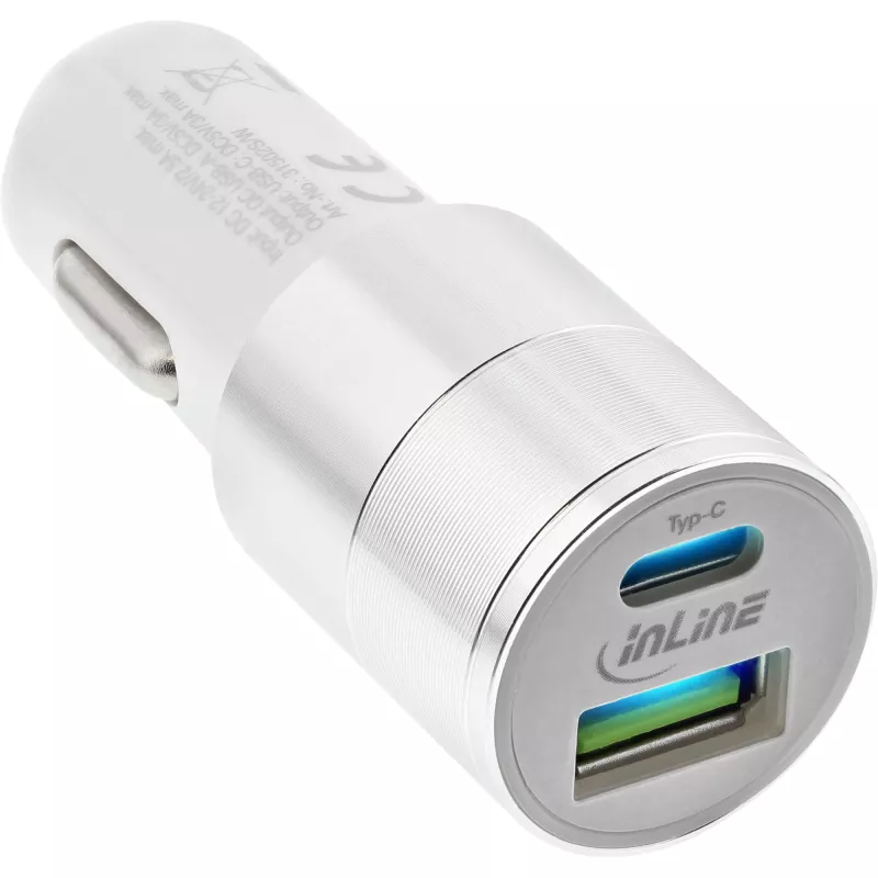 Carregador de automóvel USB InLine adaptador de alimentação Quick Charge 3.0, branco