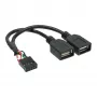 Cabo adaptador USB 2.0 InLine interno 2x conector fêmea USB Type-A / header da placa-mãe
