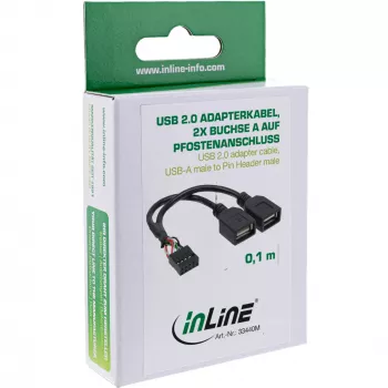 Cabo adaptador USB 2.0 InLine interno 2x conector fêmea USB Type-A / header da placa-mãe