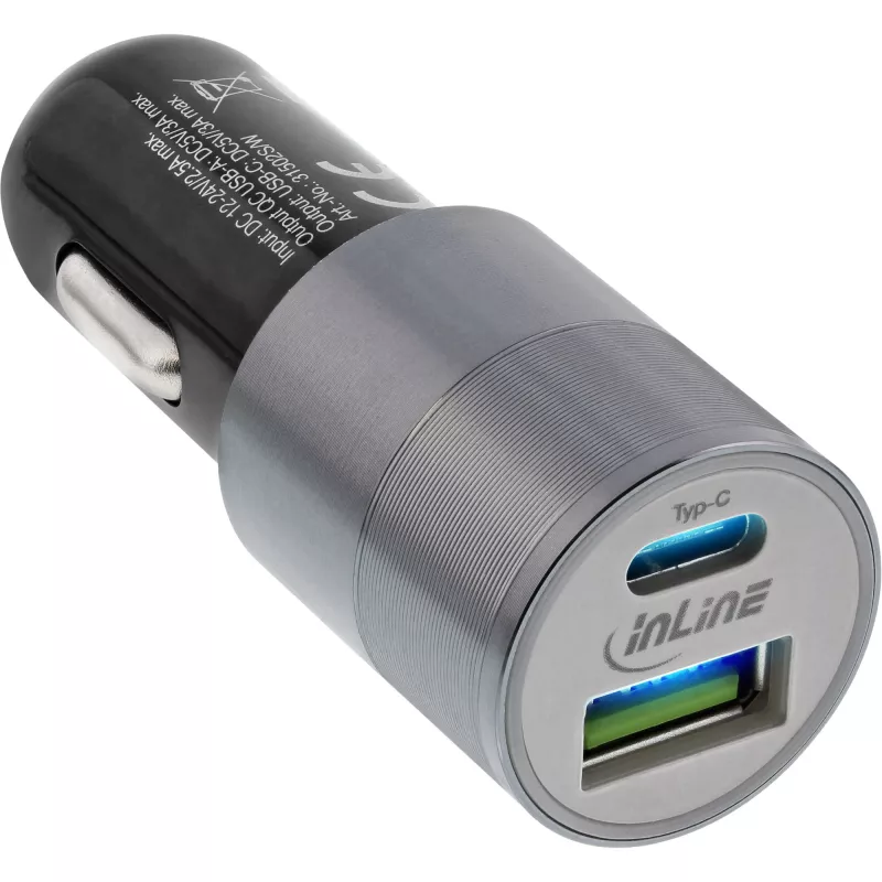 Carregador de automóvel USB InLine fonte de alimentação Quick Charge 3.0, preto