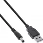 Cabo adaptador InLine, ficha USB-A para ficha DC 5,5x2,10 mm, preto, 1 m
