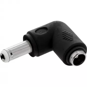 Adaptador DC InLine 5,5×2,5 mm ficha angular macho–fêmea, entrada 5 V, interior, preto