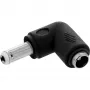 Adaptador DC InLine 5,5×2,5 mm ficha angular macho–fêmea, entrada 5 V, interior, preto