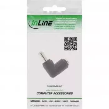 Adaptador DC InLine 5,5x2,1 mm ficha DC macho/fêmea angular universal preto