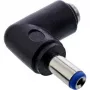 Adaptador DC InLine 5,5x2,1 mm ficha DC macho/fêmea angular universal preto