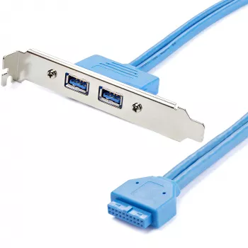 Adaptador StarTech.com de 2 portas USB 3.0 Type-A para chapa de slot, IDC, USB 3.2 Gen 1 (3.1 Gen 1), azul, aço inoxidável, 0,5 m, CE, REACH, 500 mm