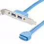 Adaptador StarTech.com de 2 portas USB 3.0 Type-A para chapa de slot, IDC, USB 3.2 Gen 1 (3.1 Gen 1), azul, aço inoxidável, 0,5 m, CE, REACH, 500 mm