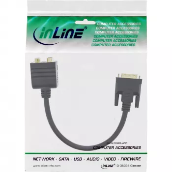 Cabo adaptador DVI-I InLine 17301 ficha DVI-I / conector fêmea DVI-I + conector fêmea S-VGA