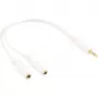 Cabo estéreo em Y InLine 3,5 mm jack macho para 2 x 3,5 mm jack fêmea branco/dourado, 0,1 m